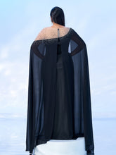 Plus Cape Sleeve Chiffon Split Dress